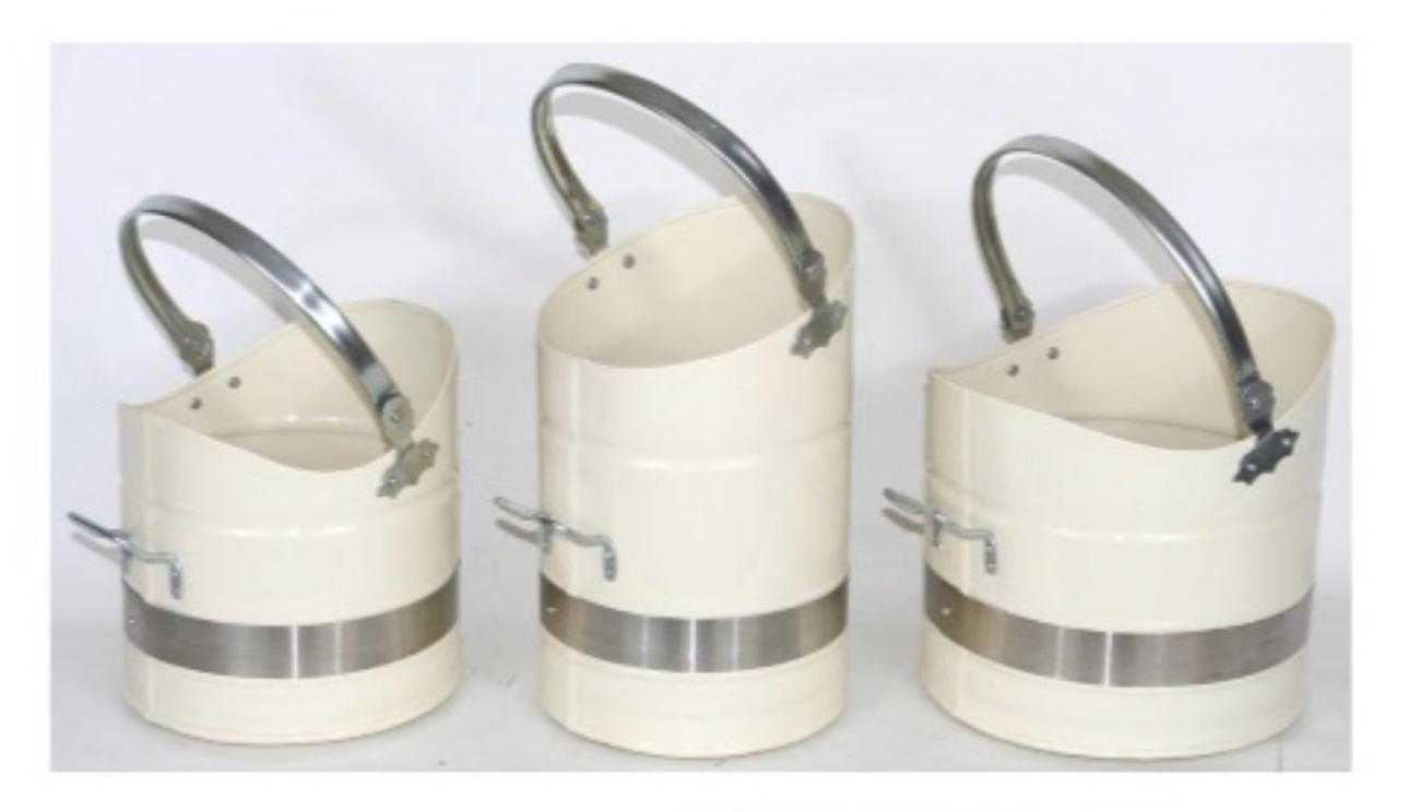 Coal Bucket Cream Banded & Brushed Steel Handle