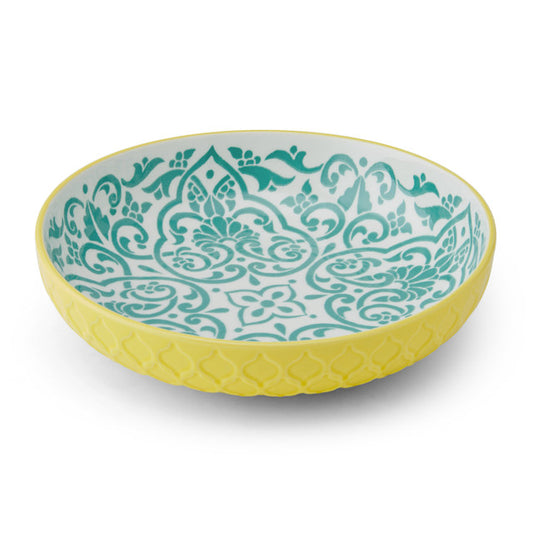 Mikasa Yellow and Blue Geometric Stoneware Bowl, 900ml, 21 x 5cm