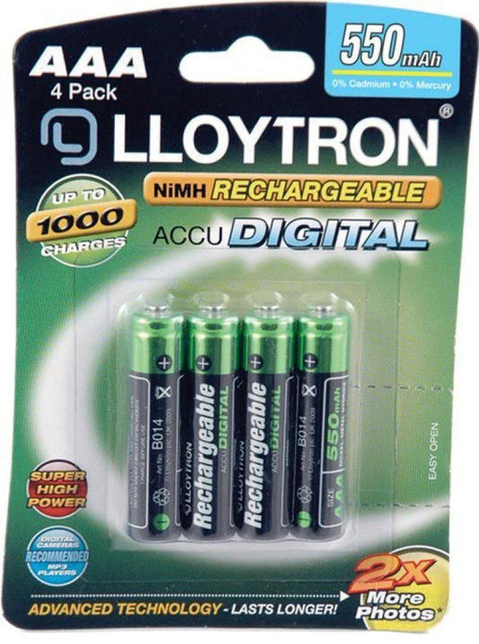 AAA 550mAh rechargeable batteries (crdx4)