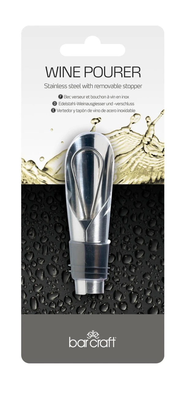 BarCraft Stainless Steel Wine Pourer with Stopper
