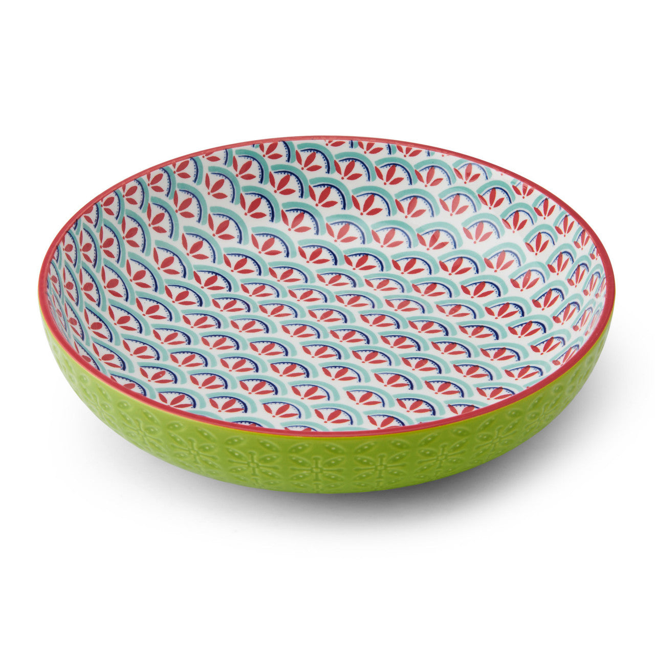Mikasa Green and Blue Geometric Stoneware Bowl, 900ml, 21 x 5cm