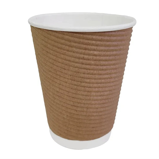 Fiesta Recyclable Coffee Cups Ripple Wall Kraft 340ml / 12oz