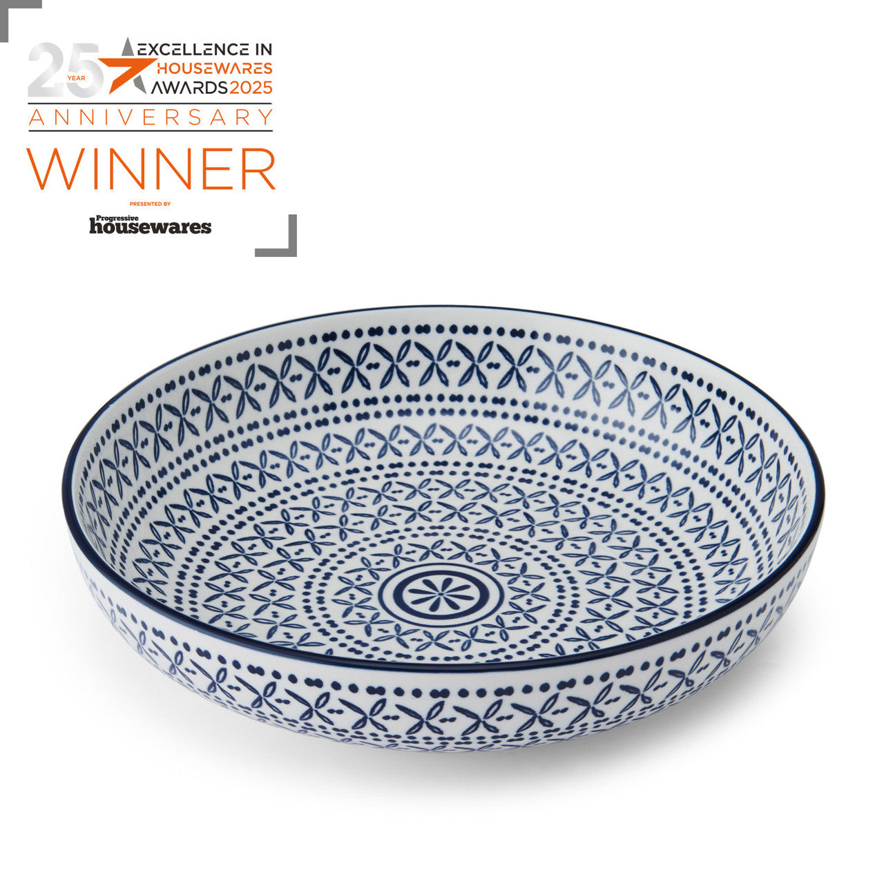 Mikasa Blue Mediterranean Stoneware Bowl, 900ml, 21 x 5cm