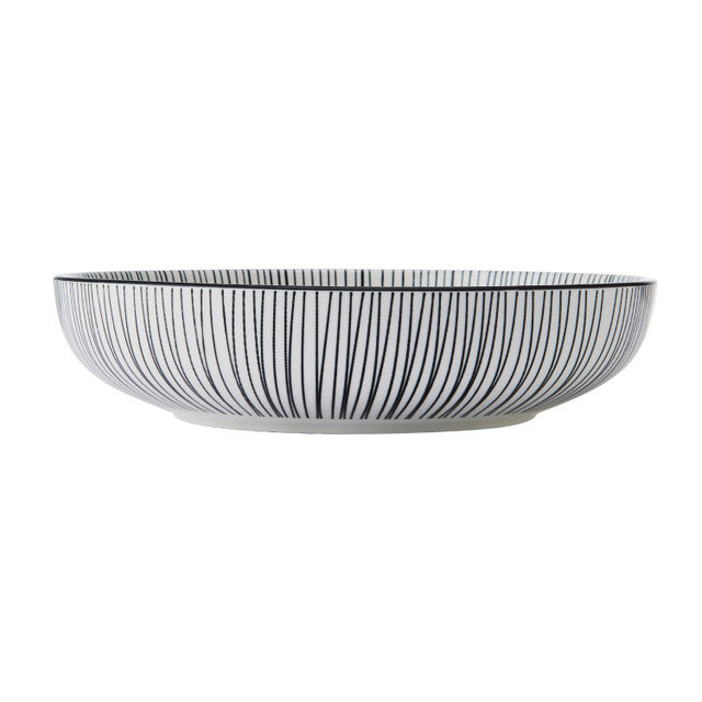Mikasa Black Stripe Stoneware Bowl, 900ml, 21 x 5cm