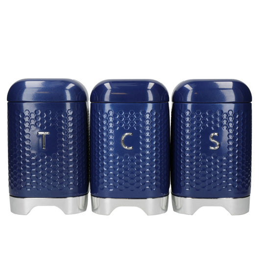 KitchenCraft Lovello Tea, Coffee and Sugar Storage Canisters in Gift Box, Midnight Navy