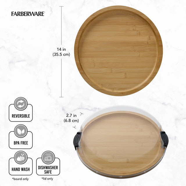 Farberware Build-a-Board Bamboo Round Snack Serving Board, 35.5CM