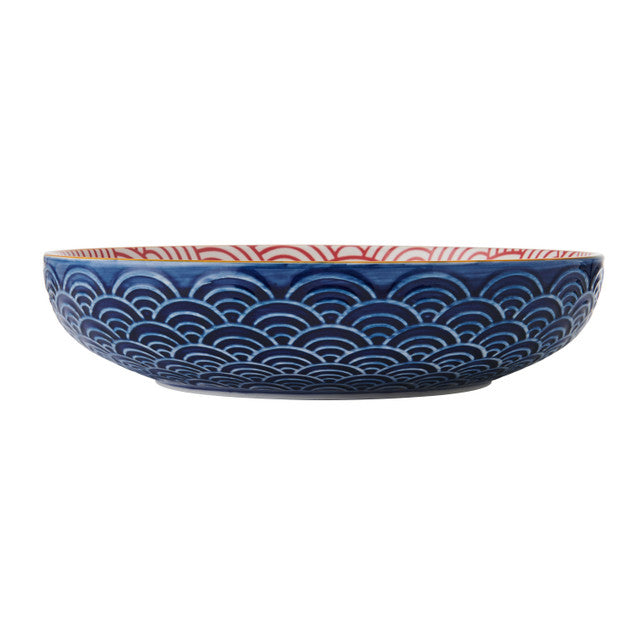 Mikasa Red and Blue Arc Stoneware Bowl, 900ml, 21 x 5cm