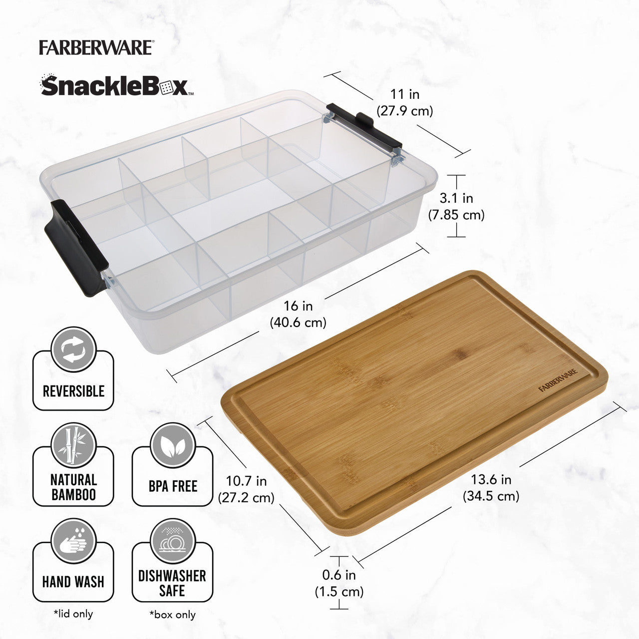 Farberware SnackleBox Bamboo Board and Box, 30 x 40.5CM