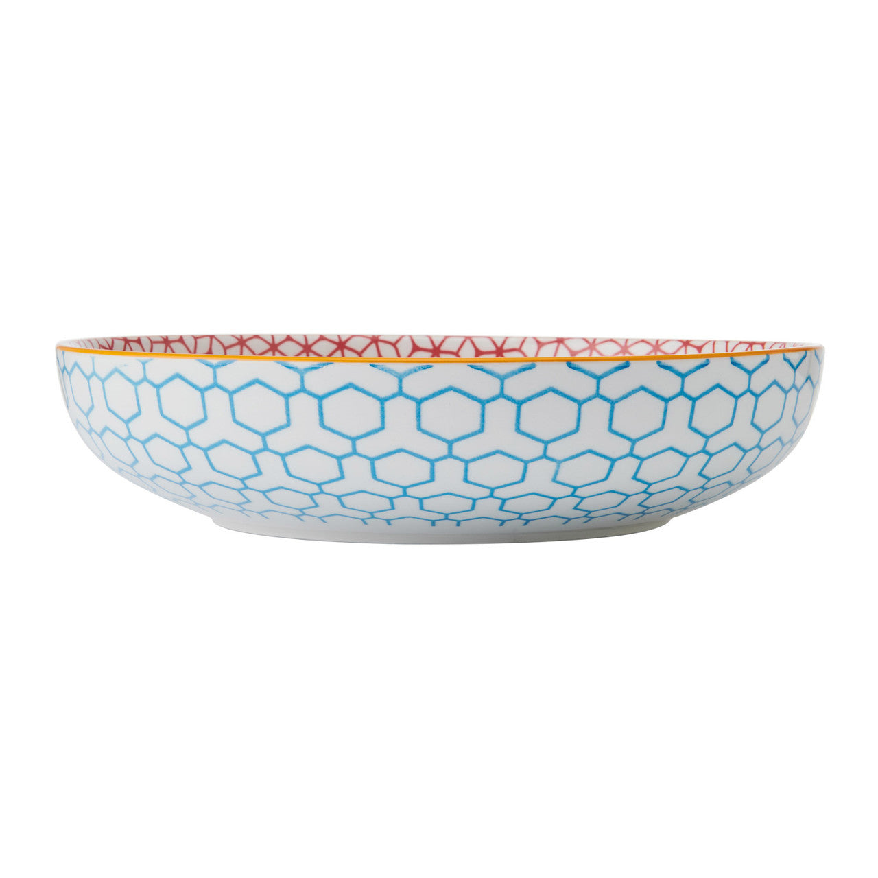 Mikasa Blue Geometric Stoneware Bowl, 900ml, 21 x 5cm
