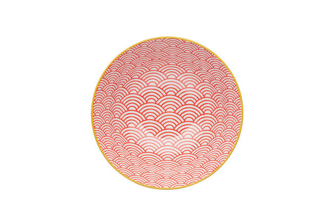 KitchenCraft Blue Arc Pattern Ceramic Bowl, 16cm