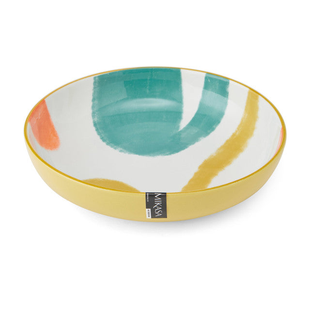 Mikasa Yellow Abstract Stoneware Bowl, 900ml, 21 x 5cm