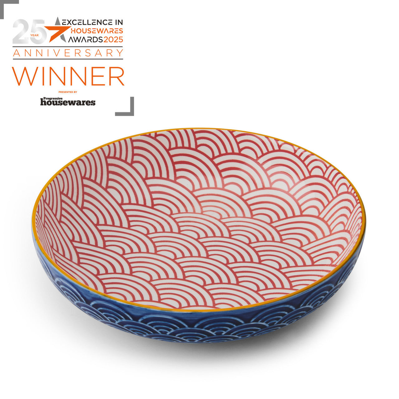 Mikasa Red and Blue Arc Stoneware Bowl, 900ml, 21 x 5cm