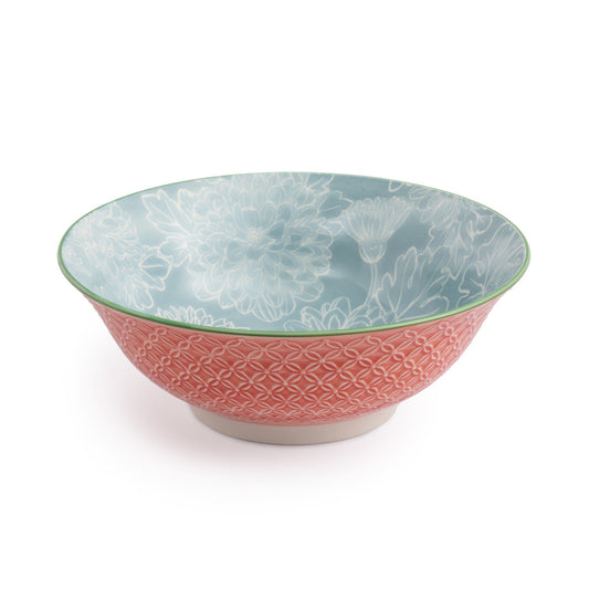 Mikasa Grey Floral Stoneware Ramen Bowl, 21cm