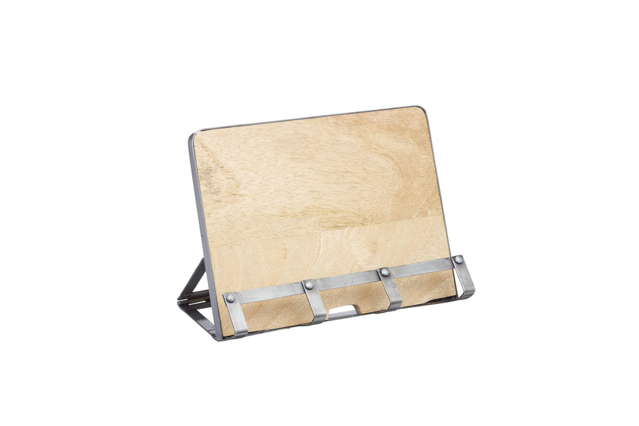 Industrial Kitchen Metal / Wooden Cookbook Stand & Tablet Holder