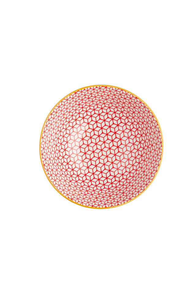 KitchenCraft Geometric Blue Ceramic Bowl, 16cm