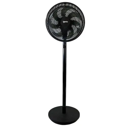 12" 7 Bladed Pedestal Fan Black