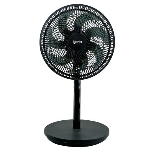 12" 7 Bladed Pedestal Fan Black