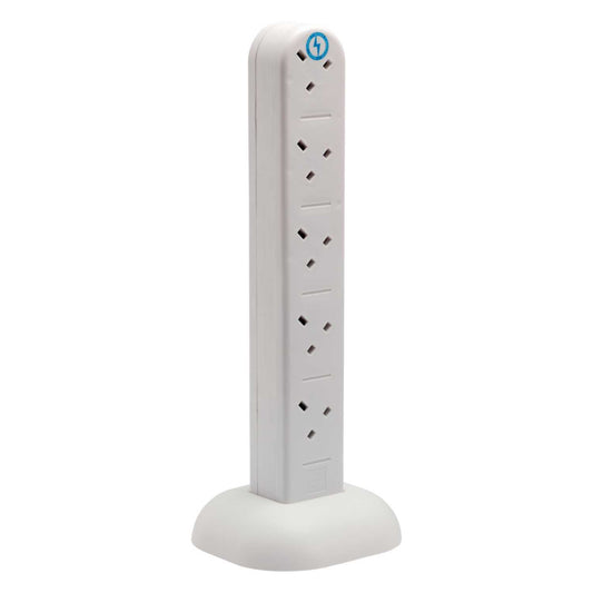 13A 2m10 Gang Surge Protected Extension Tower with Neon Indicator