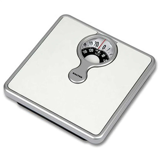 Mechanical Bathroom Scales with Magnifying Lens White