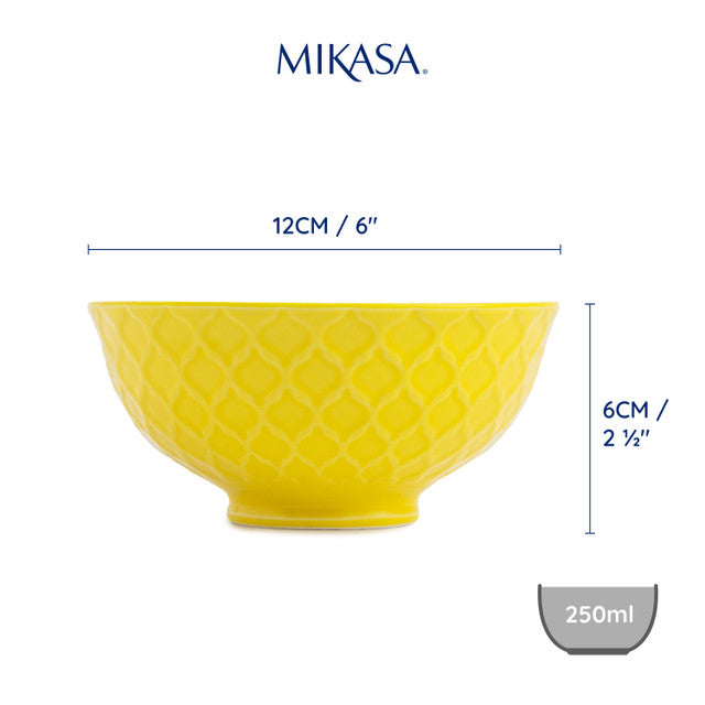 Mikasa Yellow and Blue Geometric Stoneware Nibble Bowl, 12cm