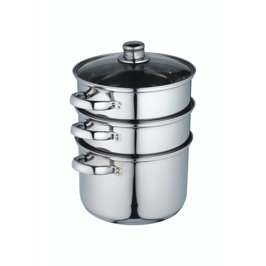 KitchenCraft Stainless Steel Three Tier Steamer, 22cm
