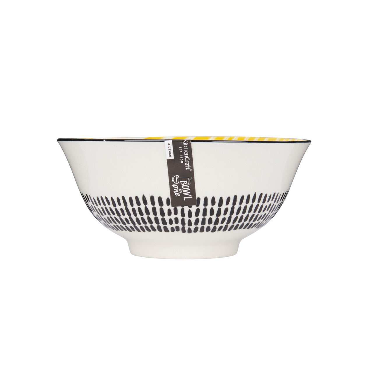 KitchenCraft Moroccan Style Yellow Stripe Ceramic Bowl, 16cm