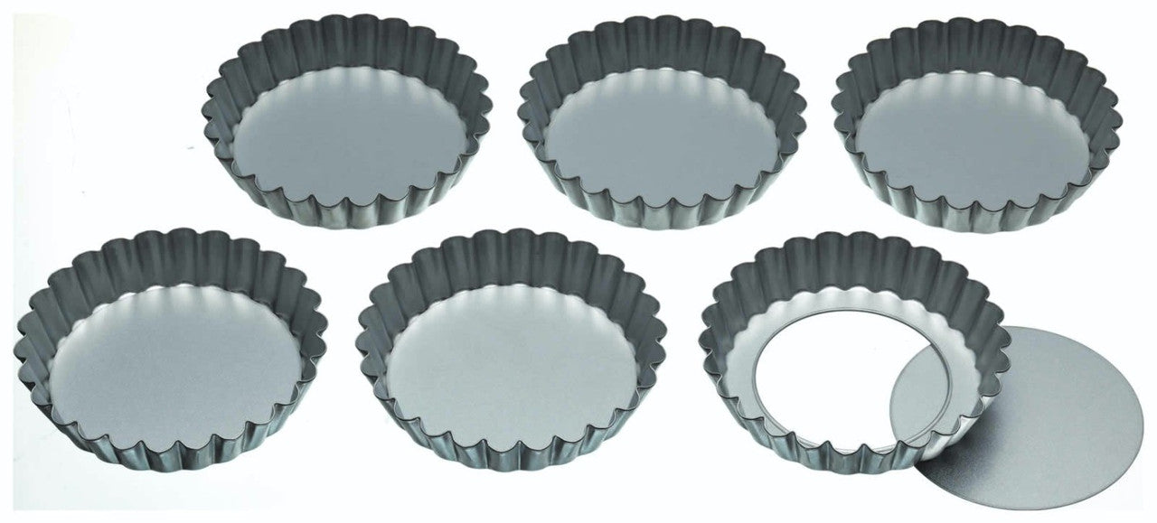 KitchenCraft Set of Six 10cm Loose Base Tart Tins