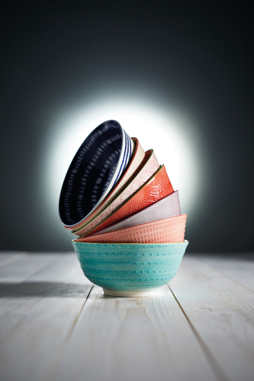 KitchenCraft Leafy Indigo Ceramic Bowl, 16cm