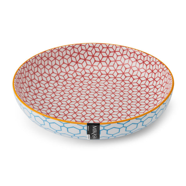 Mikasa Blue Geometric Stoneware Bowl, 900ml, 21 x 5cm