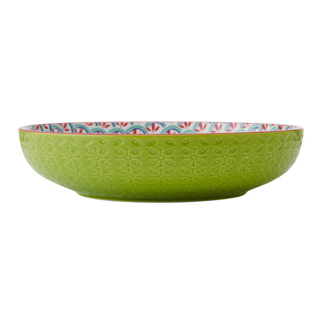 Mikasa Green and Blue Geometric Stoneware Bowl, 900ml, 21 x 5cm
