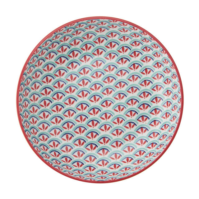 Mikasa Green and Blue Geometric Stoneware Bowl, 900ml, 21 x 5cm