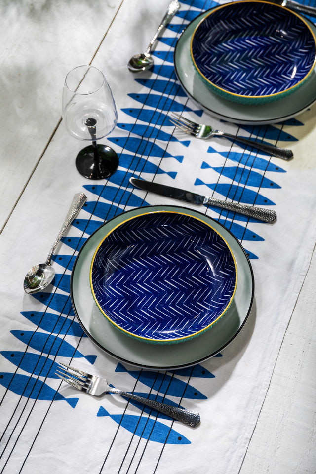 Mikasa Indigo Chevron Stoneware Bowl, 21cm