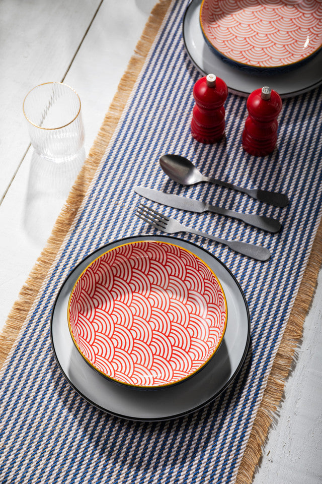 Mikasa Red and Blue Arc Stoneware Bowl, 900ml, 21 x 5cm