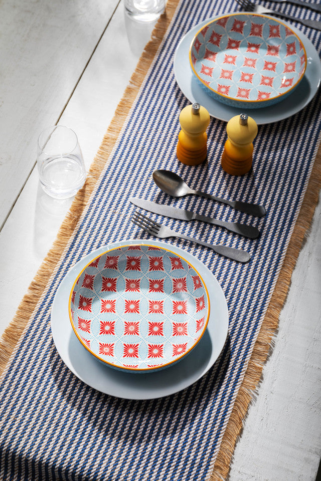 Mikasa Blue Mosaic Stoneware Bowl, 900ml, 21 x 5cm