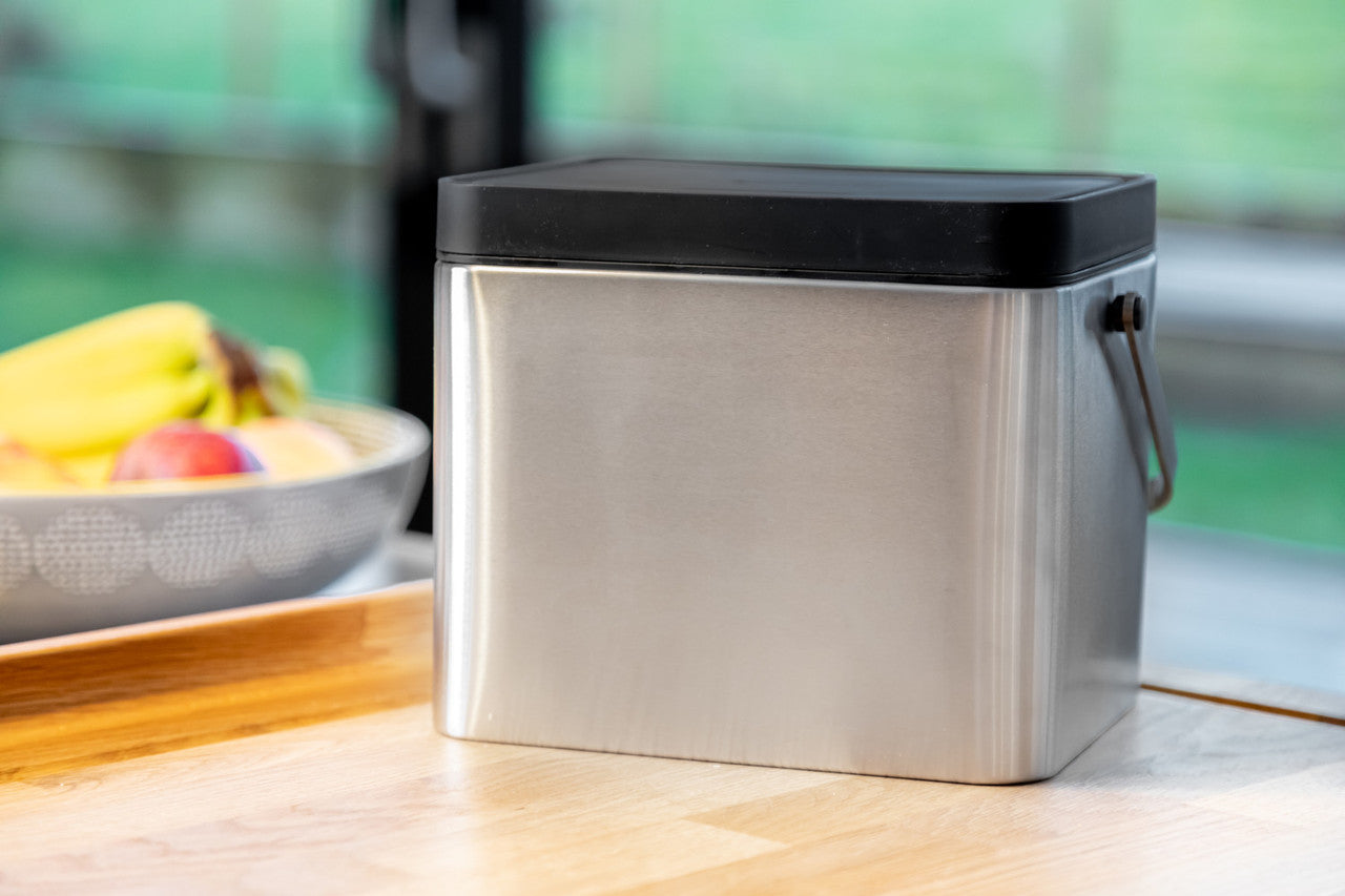 MasterClass Stainless Steel Compost Bin with Antimicrobial Lid