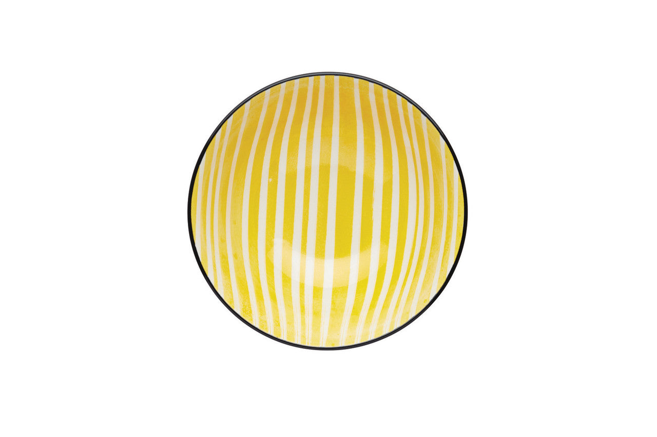 KitchenCraft Moroccan Style Yellow Stripe Ceramic Bowl, 16cm