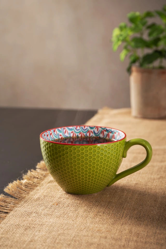 Mikasa Green and Blue Geometric Stoneware Mug, 330ml