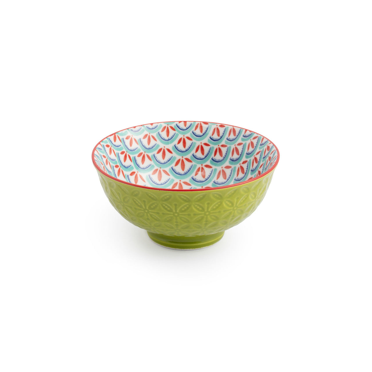 Mikasa Green and Blue Geometric Stoneware Nibble Bowl, 12cm
