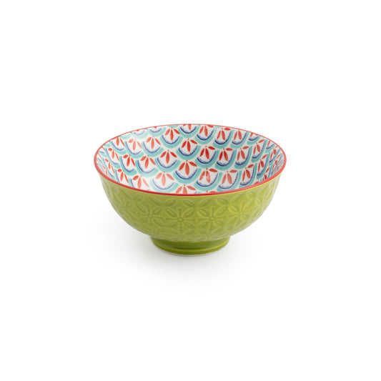 Mikasa Green and Blue Geometric Stoneware Nibble Bowl, 12cm