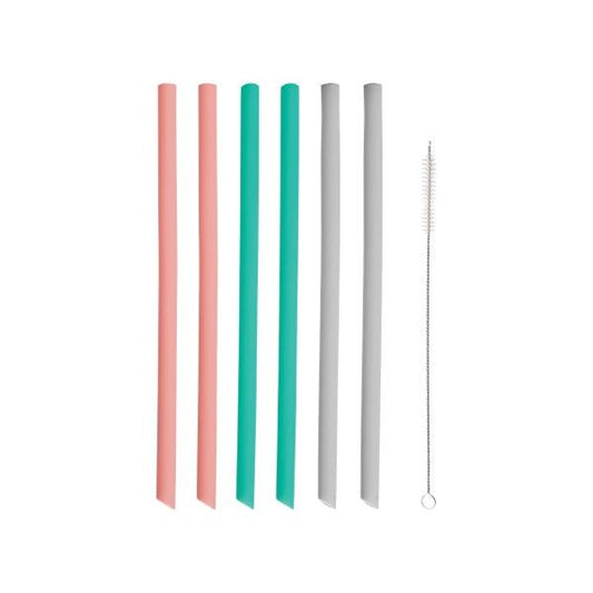 Silicone Straws with Cleaning Brush 