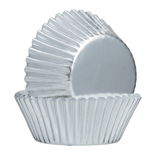 Set Of 32 Silver Foil Cupcake Cases