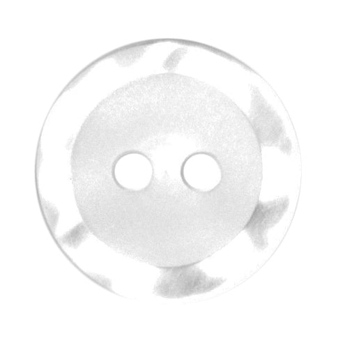 Rimmed White Button 2 Hole 14mm