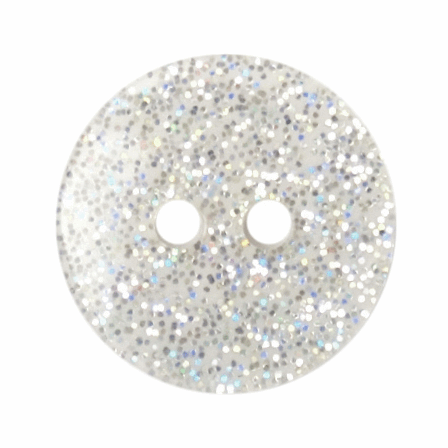 Glitter Button 13mm White