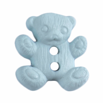 Teddy Bear Button Light Blue 18mm
