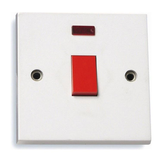 REDGREY 45 Amp DP Cooker Switch Neon 1g Plate (B08)