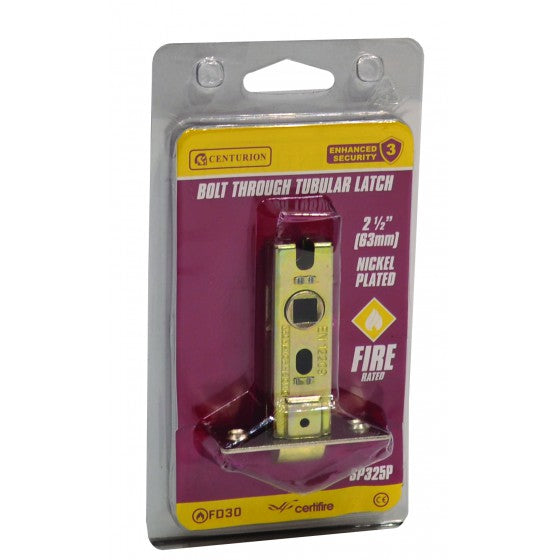 63mm NP Bolt Through Tubular Latch CE Fire Rated
