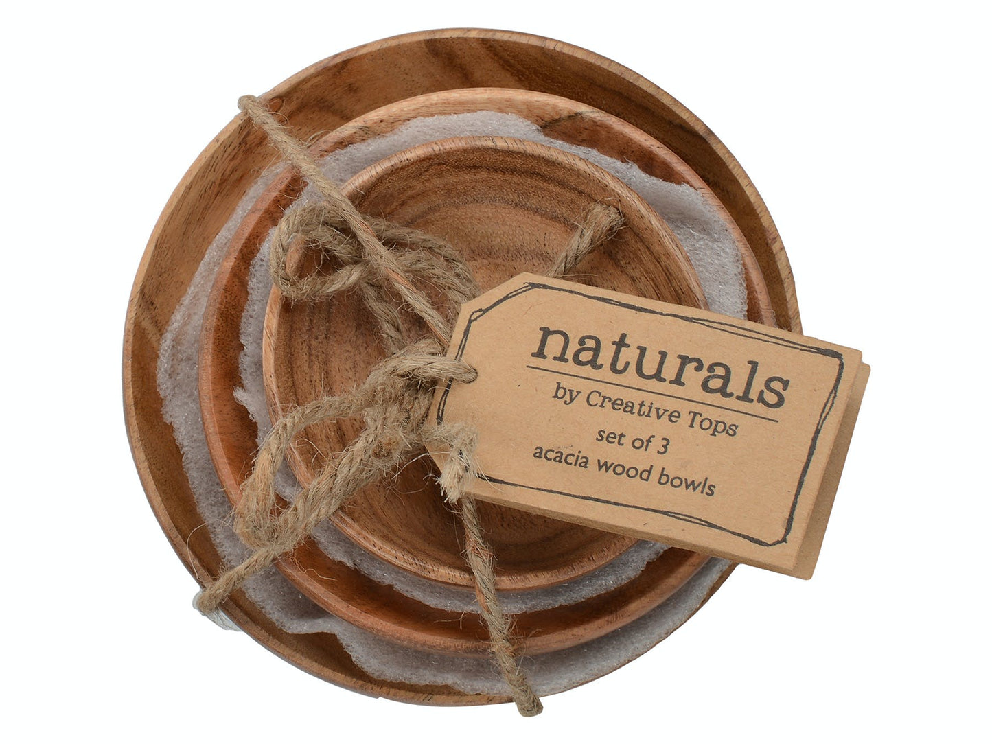 Creative Tops Naturals Set Of 3 Wooden Bowls