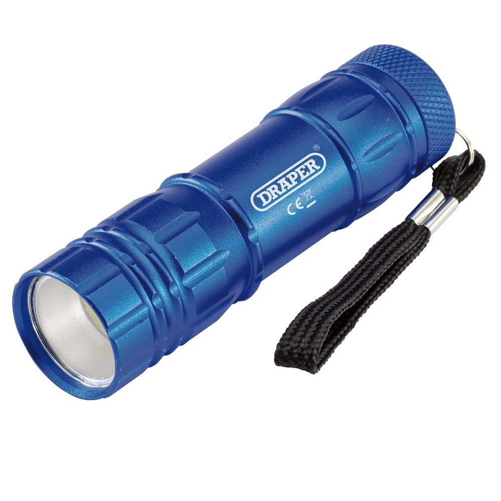 COB LED Aluminium Hand Torch, 3 X AAA Batteries Supplied
