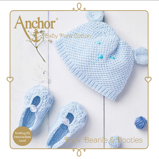 Knitting Kit: Baby Pure Cotton: Amigurumi Hat & Shoes: Blue