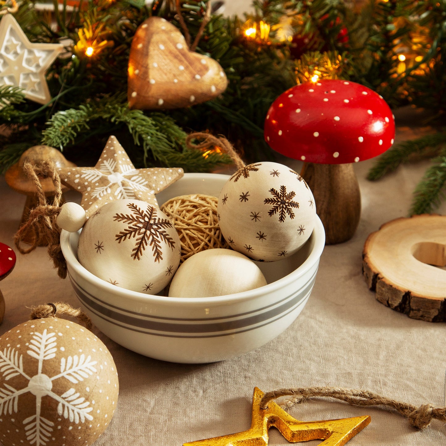 Wooden Large Snowflake Bauble